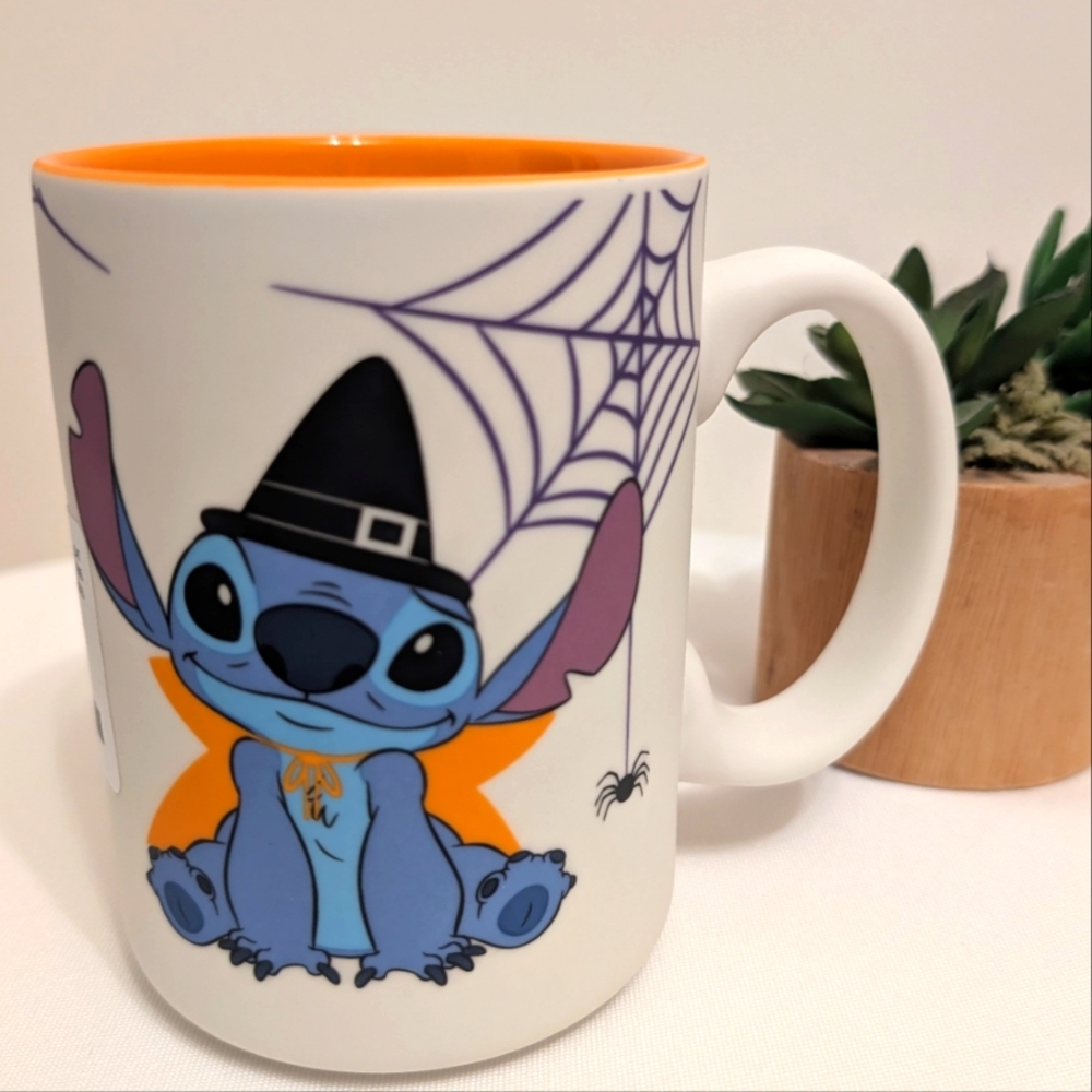 🎃 Disney Halloween Stitch Mug – Double-Sided Design | Orange Interior | 16oz